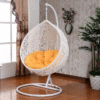 Metal White Swing Chair With Yellow Cushion & Stand