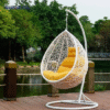 Metal White Swing Chair With Yellow Cushion & Stand